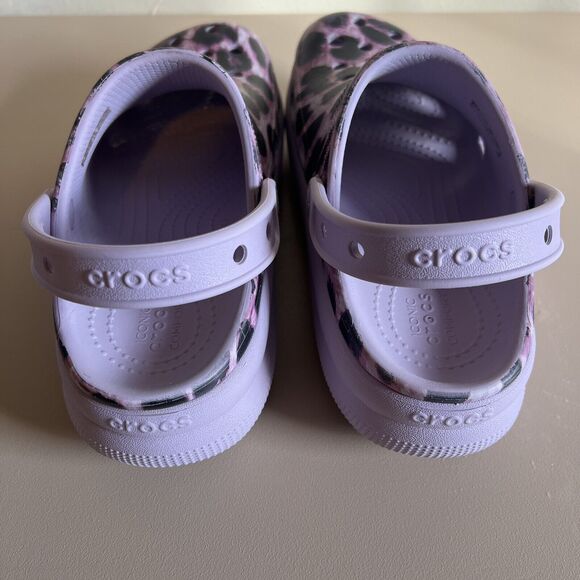 Kids Crocs Classic Animal Cutie Girls Purple Leopard Platform Clog Size J5 - Picture 10 of 16
